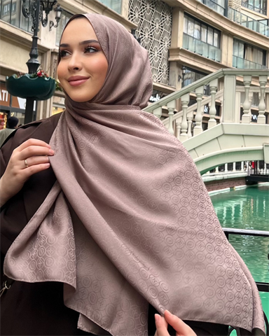 Koyu Vizon Luxe Desen Jakar Şal