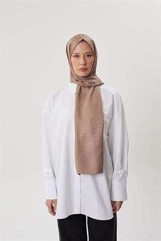 Koyu Vizon Shine Desen Jakar Şal