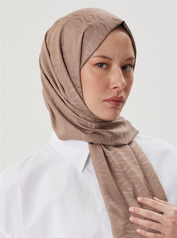 Koyu Vizon Shine Desen Jakar Şal