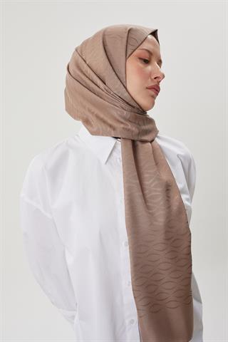 Koyu Vizon Shine Desen Jakar Şal