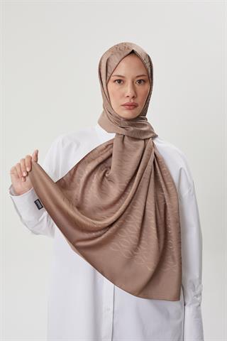 Koyu Vizon Shine Desen Jakar Şal