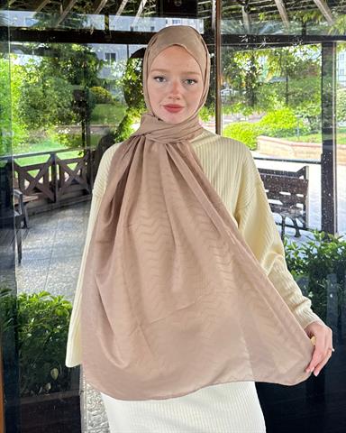 Koyu Vizon Zikzak Lyocell Bambu Jakar Şal