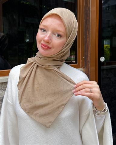 Koyu Vizon Zikzak Lyocell Bambu Jakar Eşarp