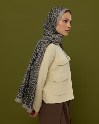 SV-BAL-68 Krem & Gece Bala Hatun Desen  Şal