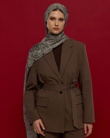 S-EFSUNLU-68 Krem & Gece Efsunlu Desen Şal