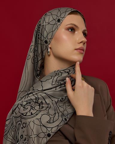 S-EFSUNLU-68 Krem & Gece Efsunlu Desen Şal