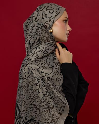 S-HAREM-68 Krem & Gece Harem Rüyası Desen Şal
