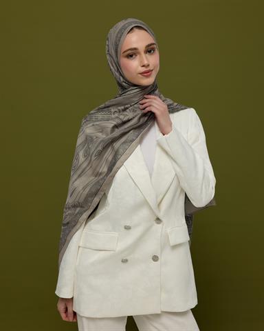SV-HURREM-68 Krem & Gece Hürrem Desen  Şal