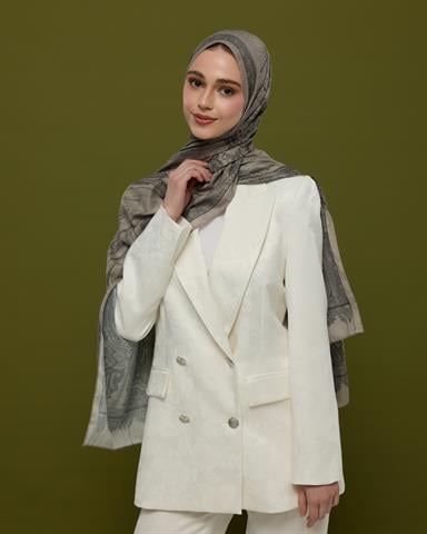 SV-HURREM-68 Krem & Gece Hürrem Desen  Şal