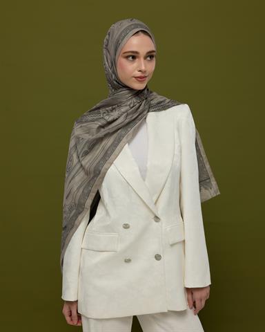 SV-HURREM-68 Krem & Gece Hürrem Desen  Şal