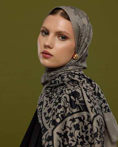 S-SARAYLI-68 Krem & Gece Saraylı Desen Şal