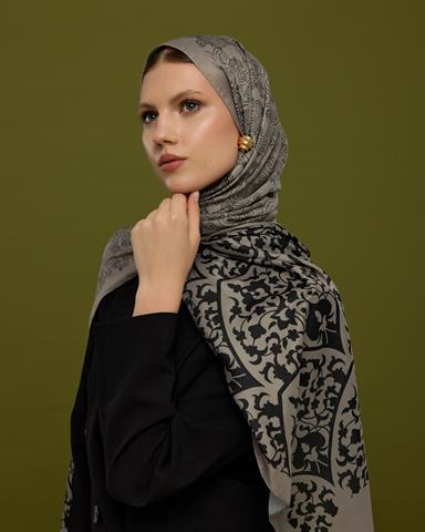 S-SARAYLI-68 Krem & Gece Saraylı Desen Şal