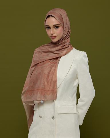 SV-HURREM-30 Krem Gölgesi & Kiremit Hürrem Desen  Şal