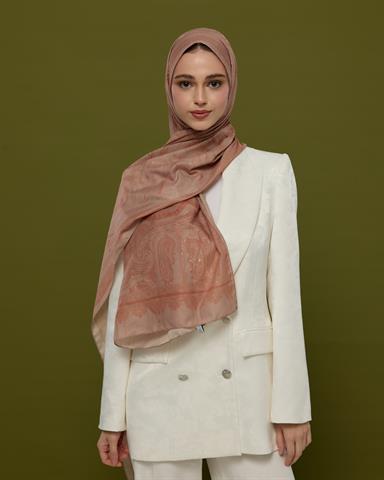 SV-HURREM-30 Krem Gölgesi & Kiremit Hürrem Desen  Şal