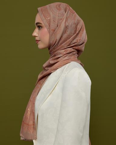 SV-HURREM-30 Krem Gölgesi & Kiremit Hürrem Desen  Şal