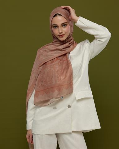 SV-HURREM-30 Krem Gölgesi & Kiremit Hürrem Desen  Şal