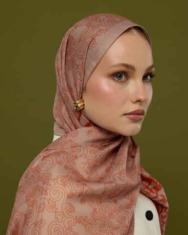 S-SARAYLI-30 Krem Gölgesi & Kiremit Saraylı Desen Şal