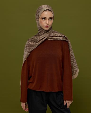 SV-BAL-36 Krem Tarçını & Kakao Bala Hatun Desen  Şal