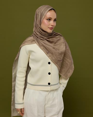 SV-HURREM-36 Krem Tarçını & Kakao Hürrem Desen  Şal
