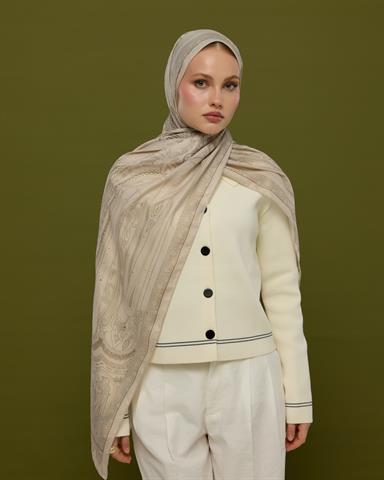 SV-HURREM-16 Krem & Toprak Hürrem Desen  Şal