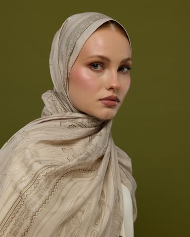 SV-HURREM-16 Krem & Toprak Hürrem Desen  Şal