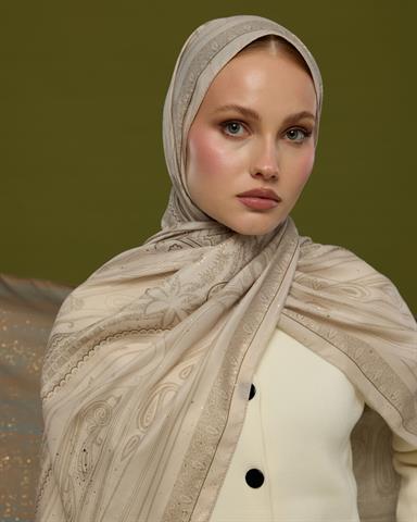SV-HURREM-16 Krem & Toprak Hürrem Desen  Şal