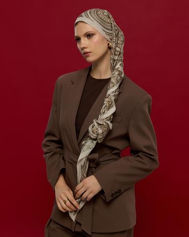 S-SULTANİ-16 Krem & Toprak Sultani Desen Şal