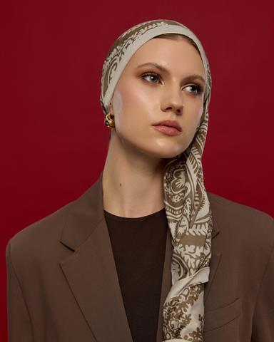 S-SULTANİ-16 Krem & Toprak Sultani Desen Şal