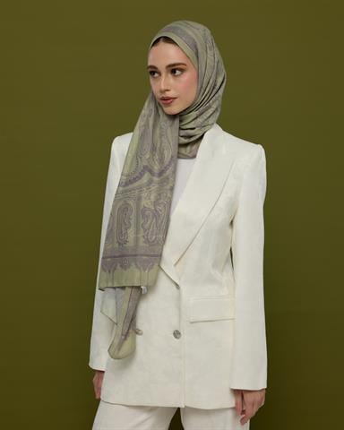 SV-HURREM-04 Krem Zencefil & Menekşe Hürrem Desen  Şal