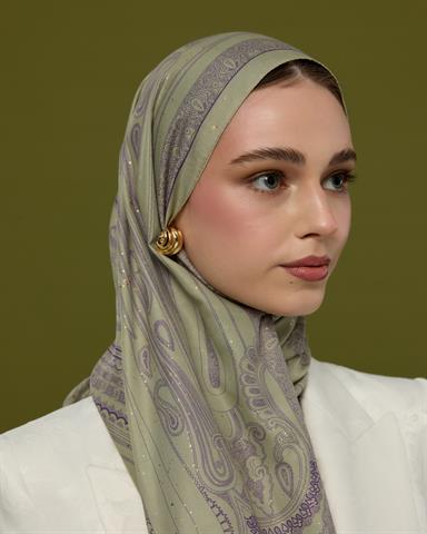 SV-HURREM-04 Krem Zencefil & Menekşe Hürrem Desen  Şal