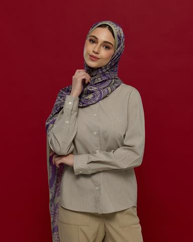 S-SULTANİ-04 Krem Zencefil & Menekşe Sultani Desen Şal