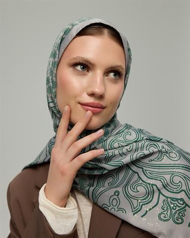 SV-BAL-56 Krem & Zümrüt Bala Hatun Desen  Şal