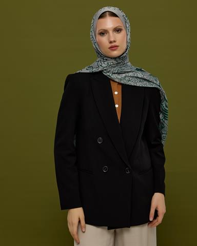 S-HAREM-56 Krem & Zümrüt Harem Rüyası Desen Şal