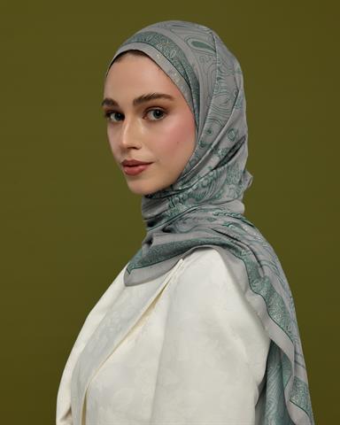 SV-HURREM-56 Krem & Zümrüt Hürrem Desen  Şal