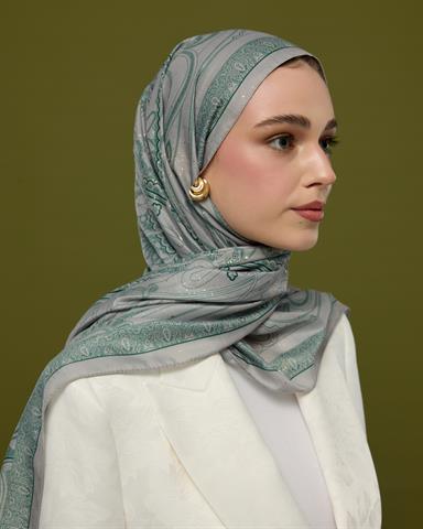 SV-HURREM-56 Krem & Zümrüt Hürrem Desen  Şal