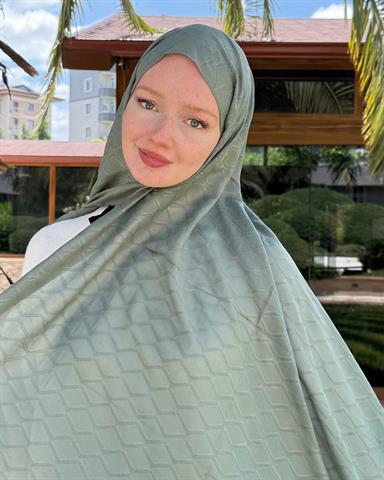 Küf Yeşili Baklava Lyocell Bambu Jakar Şal