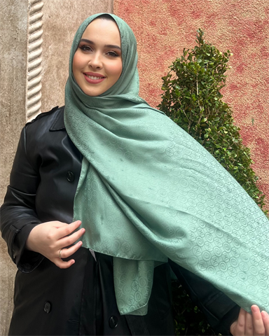 Küf Yeşili Luxe Desen Jakar Şal