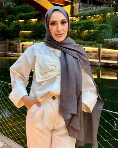 Kül Gri Imannoor Aura Desen Pamuk Jakar Şal