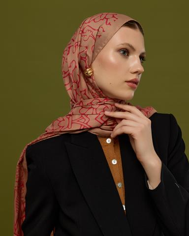 S-HAREM-08 Kum Beji & Nar Çiçeği Harem Rüyası Desen Şal