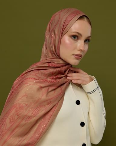 SV-HURREM-08 Kum Beji & Nar Çiçeği Hürrem Desen  Şal