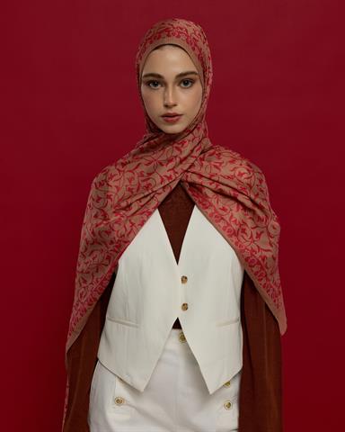 S-LALE-08 Kum Beji & Nar Çiçeği Lale Bahçesi Desen Şal