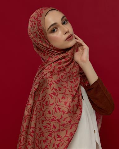 S-LALE-08 Kum Beji & Nar Çiçeği Lale Bahçesi Desen Şal