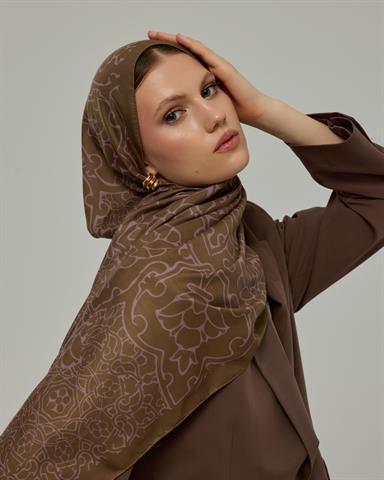 S-HAREM-33 Kumral & Leylak Gölgüsü Harem Rüyası Desen Şal