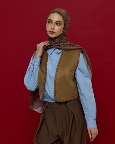 S-LALE-33 Kumral & Leylak Gölgüsü Lale Bahçesi Desen Şal