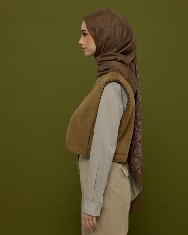 S-SARAYLI-33 Kumral & Leylak Gölgüsü Saraylı Desen Şal