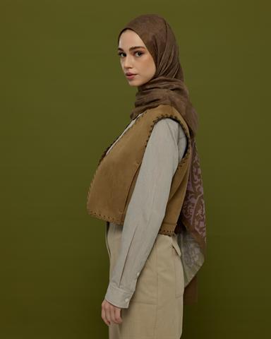 S-SARAYLI-33 Kumral & Leylak Gölgüsü Saraylı Desen Şal