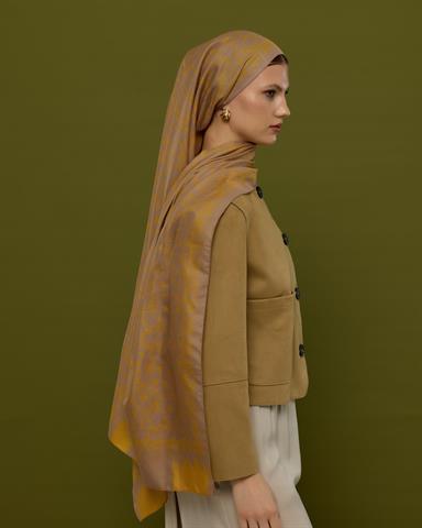 S-LALE-47 Kumral Toprak & Bal Revanı Lale Bahçesi Desen Şal