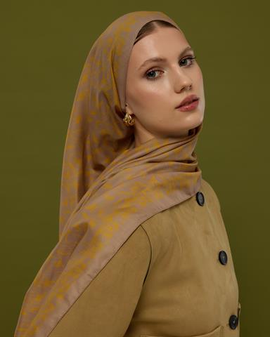 S-LALE-47 Kumral Toprak & Bal Revanı Lale Bahçesi Desen Şal