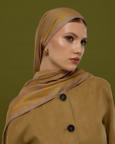 S-LALE-47 Kumral Toprak & Bal Revanı Lale Bahçesi Desen Şal