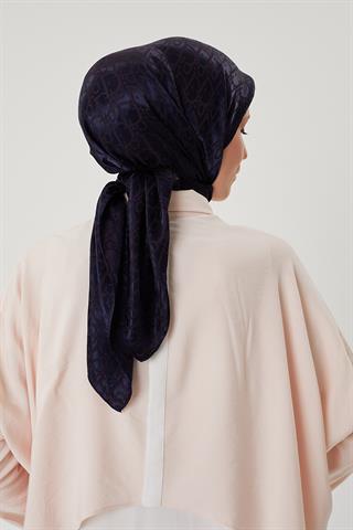 Lacivert D Desen Parlak Jakar Eşarp